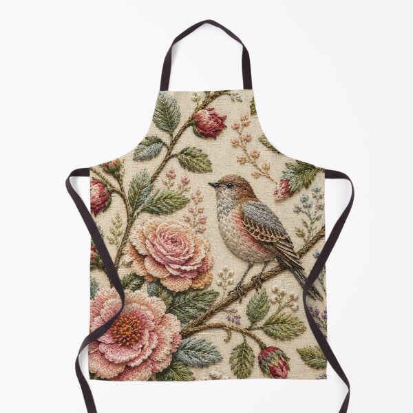 Item preview, Songbird and Roses Faux Embroidery designed and sold by HavuNordicShop.
