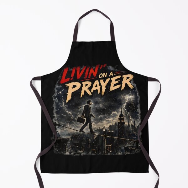 Item preview, Livin' on a Prayer Vintage Rock Inspired Graphic T-Shirt – Tightrope Walker Storm Illustration designed and sold by WordWab.