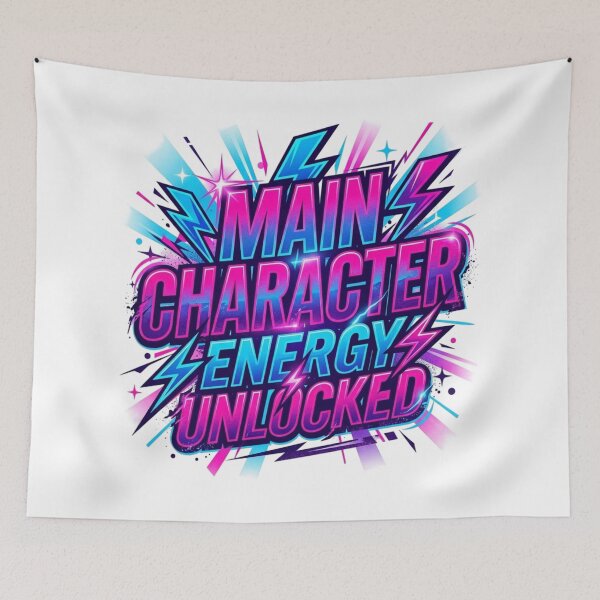 Item preview, Main Character Energy Spotlight Neon Typography designed and sold by KhAIa Reeve Art Studio.