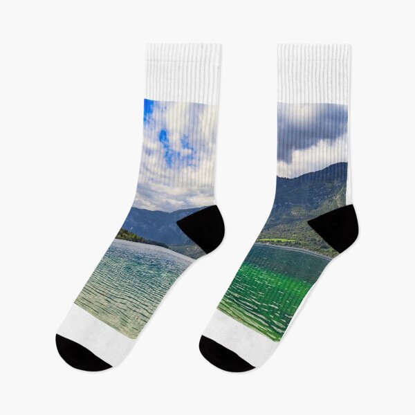 Item preview, Bohinj Lake in Slovenia. Landscape of the lake with green water and mountains in background designed and sold by goceris.