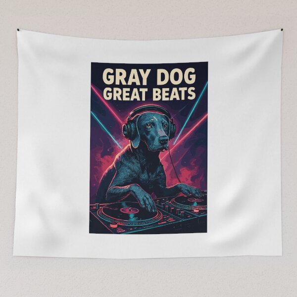 Item preview, Retro Weimaraner DJ: Gray Dog, Great Beats designed and sold by Pineapple-Tree.
