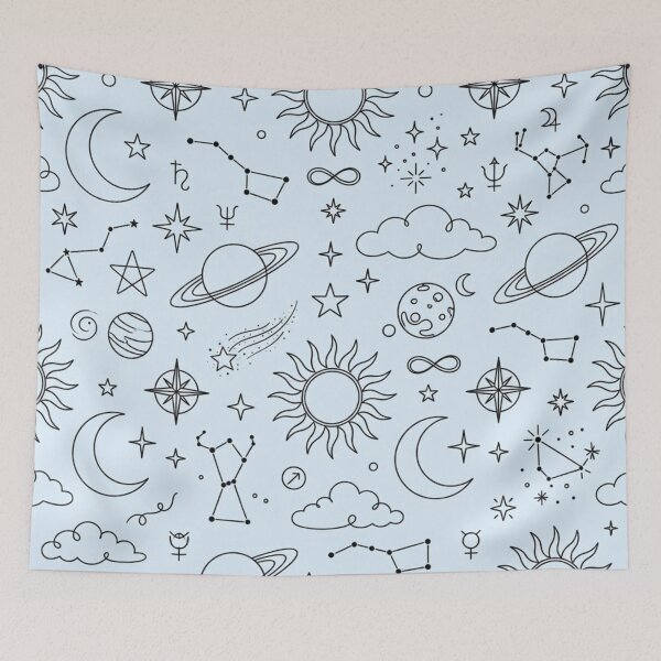 Item preview,  Minimalist Sun Moon Stars Planets Line Art designed and sold by FashioonTrends.