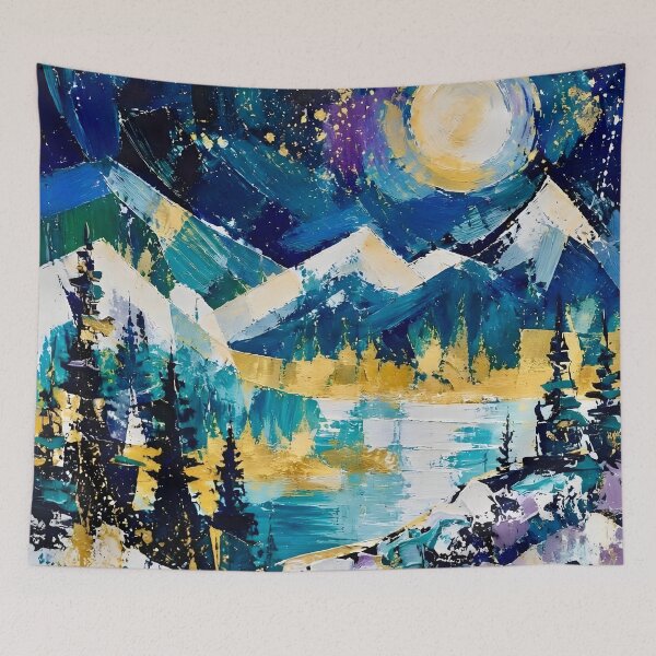Item preview, Forest Mountain Landscape with Moonlight designed and sold by Vicky Brago-Mitchell®.