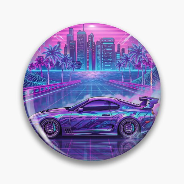 Item preview, Twin Turbo JDM Tuning Icon Neon Sunset Apparel Art designed and sold by RevUpDesign.