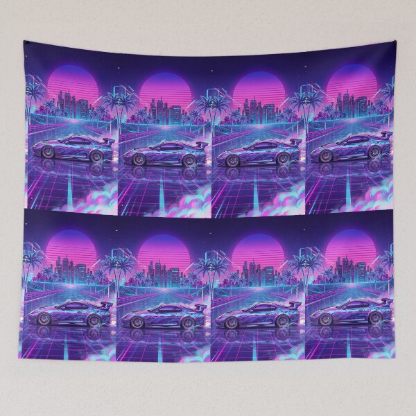 Item preview, Twin Turbo JDM Tuning Icon Neon Sunset Apparel Art designed and sold by RevUpDesign.