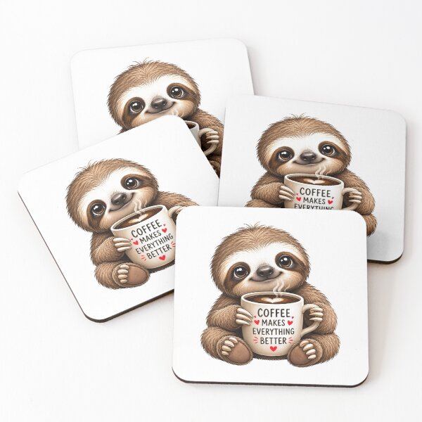 Item preview, Cute Baby Sloth with Coffee Mug designed and sold by Myra365Art.