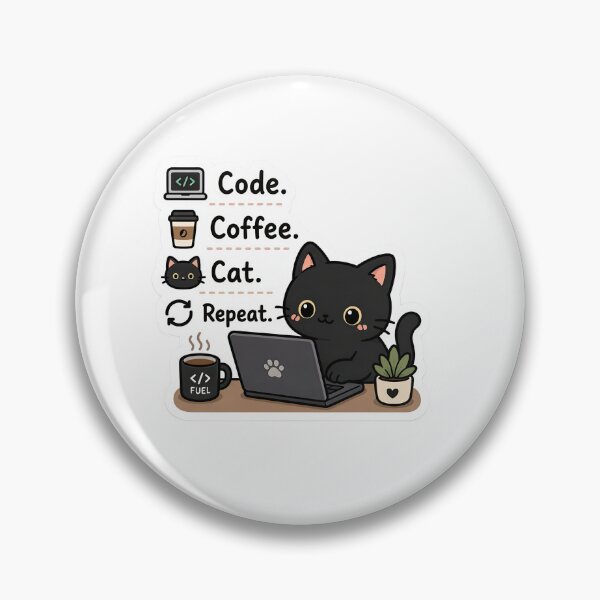 Item preview, Code. Coffee. Cat. Repeat. | Cute Black Cat Programmer Sticker designed and sold by Mohitt09.