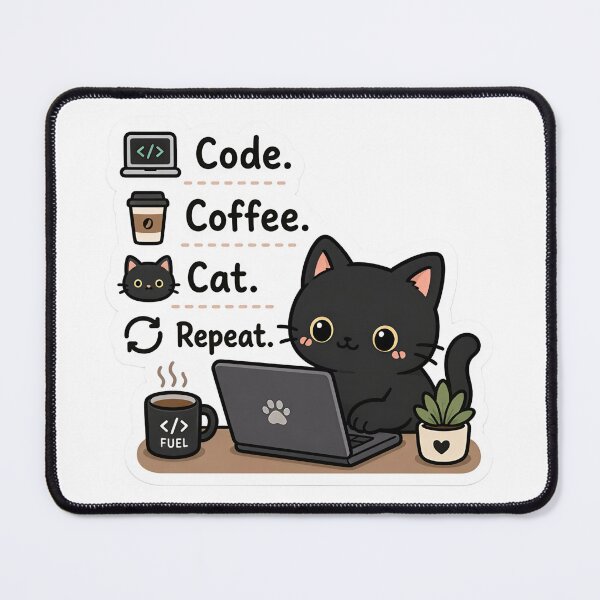 Item preview, Code. Coffee. Cat. Repeat. | Cute Black Cat Programmer Sticker designed and sold by Mohitt09.