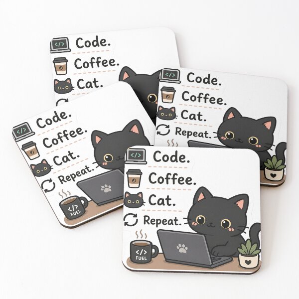 Item preview, Code. Coffee. Cat. Repeat. | Cute Black Cat Programmer Sticker designed and sold by Mohitt09.