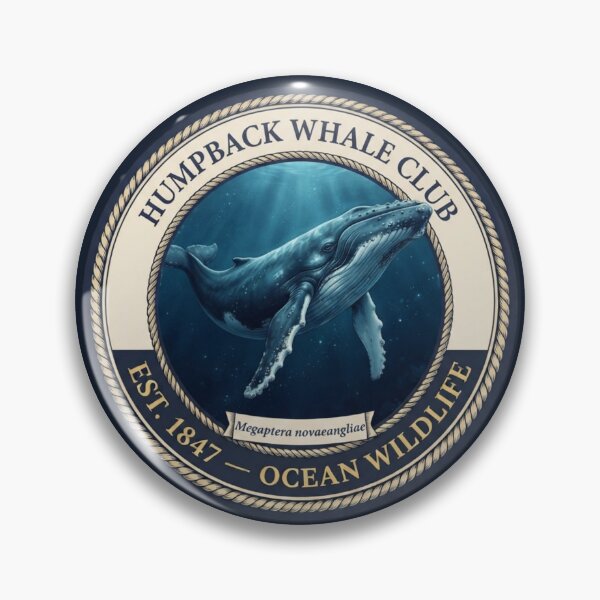 Item preview, Humpback Whale Club Vintage Badge designed and sold by CalmCapy Co.