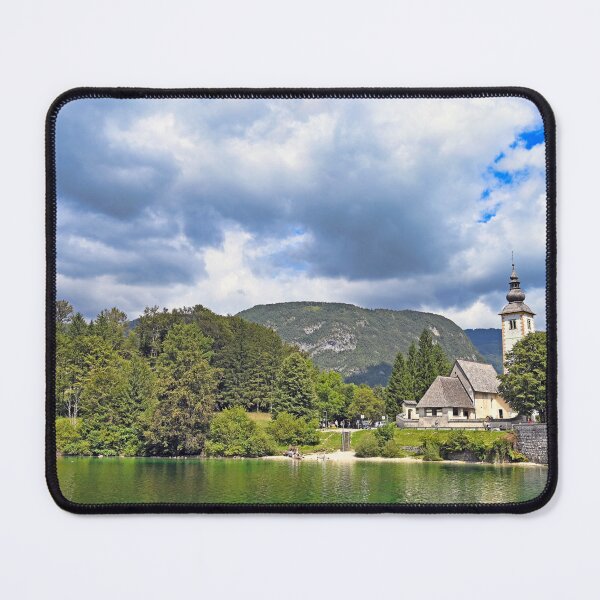 Item preview, Old stone bridge and church in Ribcev Laz,Bohinj Lake landscape, Slovenia designed and sold by goceris.
