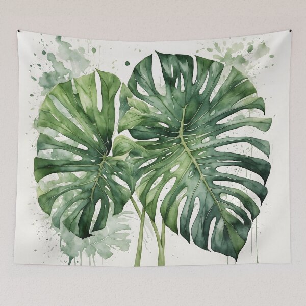 Item preview, Tropical Monstera Leaf Watercolor Painting designed and sold by RawNaturePrints.
