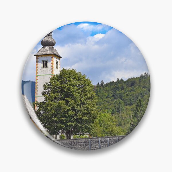 Item preview, Old stone bridge and church in Ribcev Laz,Bohinj Lake, Slovenia designed and sold by goceris.