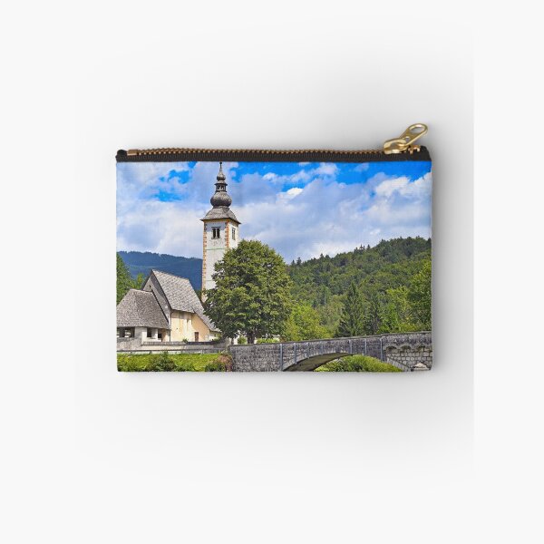 Item preview, Old stone bridge and church in Ribcev Laz,Bohinj Lake, Slovenia designed and sold by goceris.