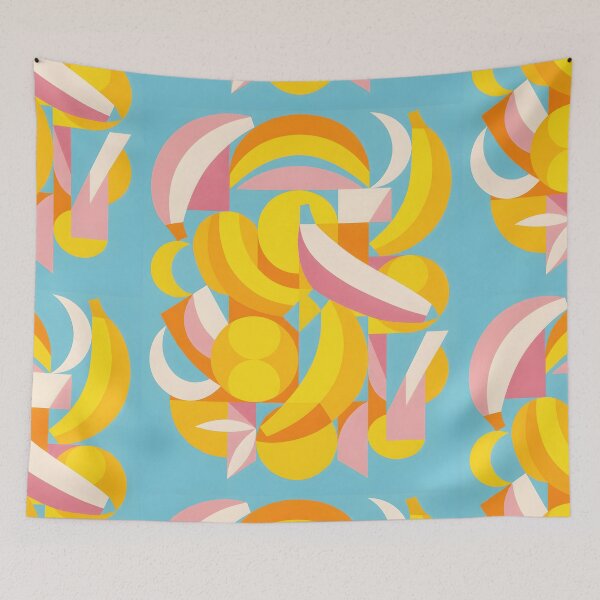 Item preview, Abstract Geometric Banana Art Print | Mid Century Concrete Art Poster | Avant Garde Fruit Pattern Canvas designed and sold by SergioMiklos.