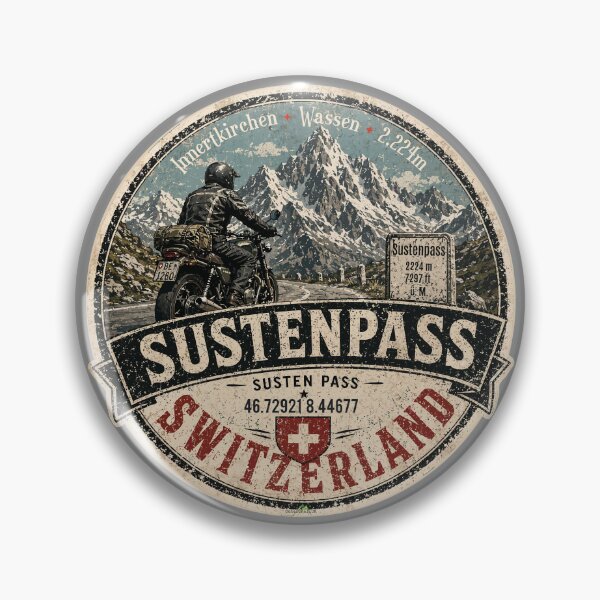 Item preview, Susten Pass Sustenpass Switzerland Suisse Schweiz Motorcycle Sticker TShirt 11 designed and sold by OuterShellUK.