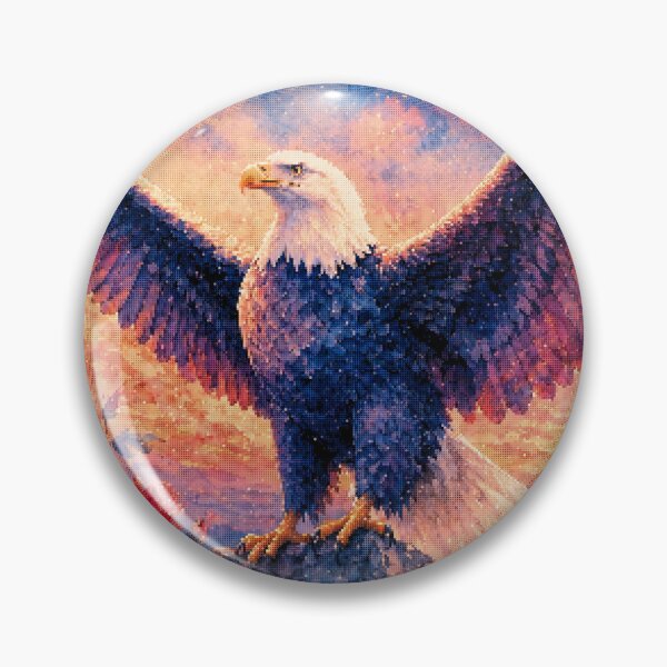 Item preview, Majestic Bald Eagle with Roses Geometric Style Art designed and sold by A-C-G.