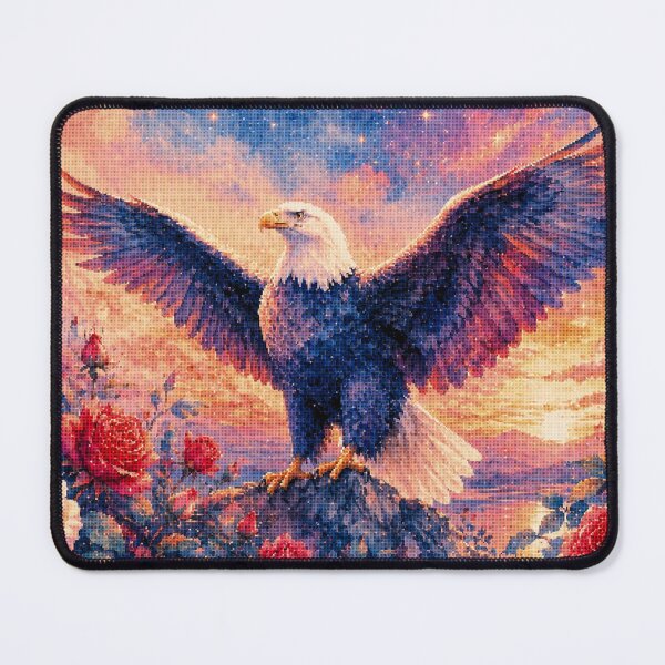 Item preview, Majestic Bald Eagle with Roses Geometric Style Art designed and sold by A-C-G.