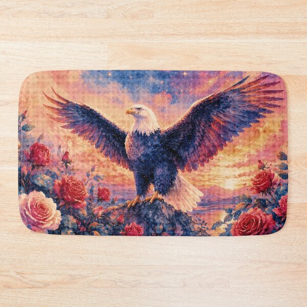 Item preview, Majestic Bald Eagle with Roses Geometric Style Art designed and sold by A-C-G.