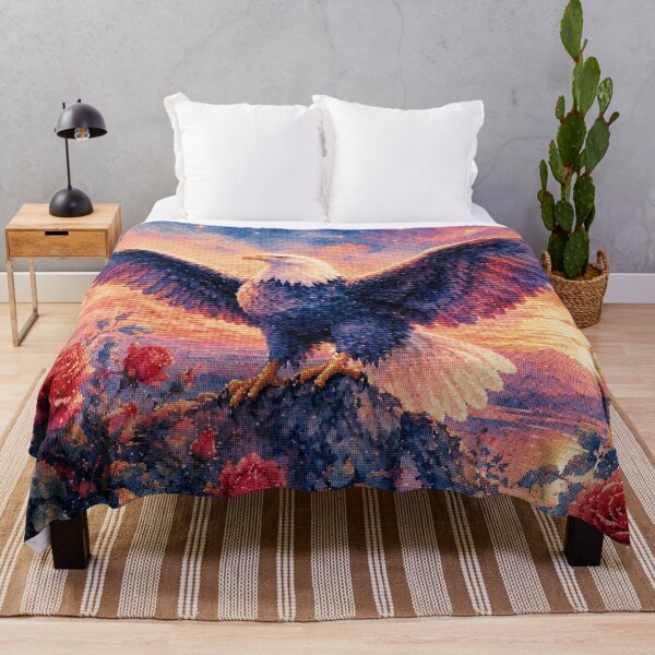 Item preview, Majestic Bald Eagle with Roses Geometric Style Art designed and sold by A-C-G.