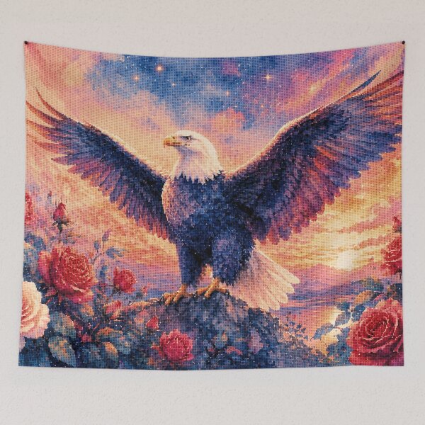 Item preview, Majestic Bald Eagle with Roses Geometric Style Art designed and sold by A-C-G.