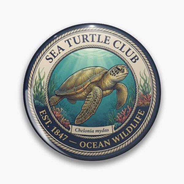 Item preview, Sea Turtle Club Vintage Badge designed and sold by CalmCapy Co.