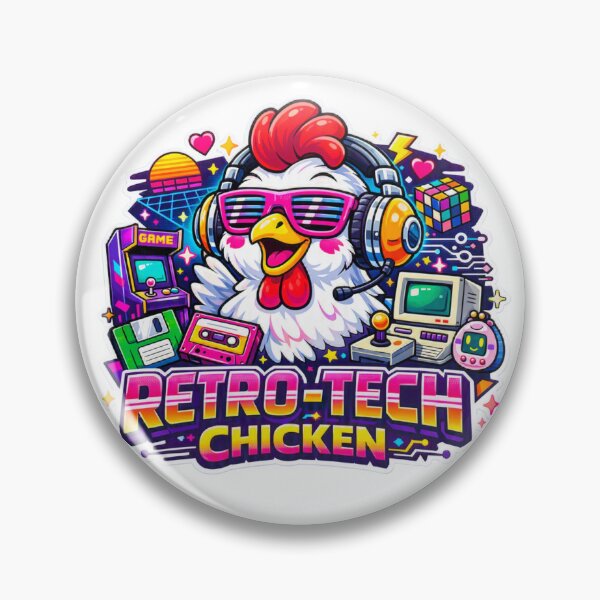Item preview, Retro Tech Chicken Vintage Gamer Mascot designed and sold by Chill Chicken Studio.