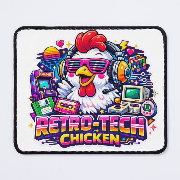 Item preview, Retro Tech Chicken Vintage Gamer Mascot designed and sold by Chill Chicken Studio.