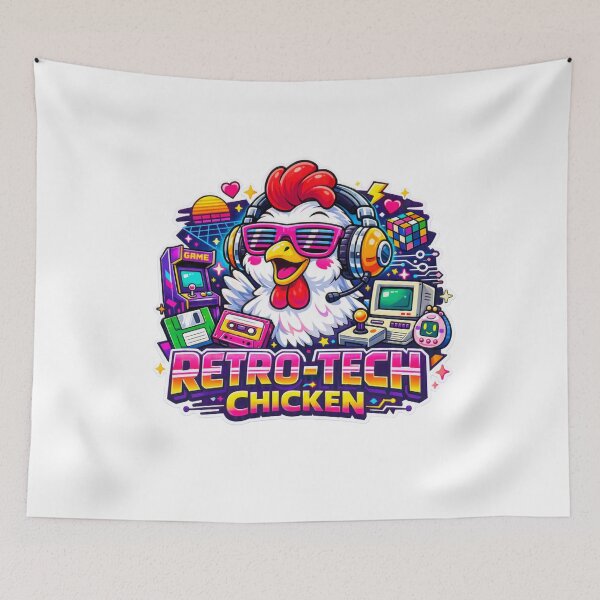Item preview, Retro Tech Chicken Vintage Gamer Mascot designed and sold by Chill Chicken Studio.