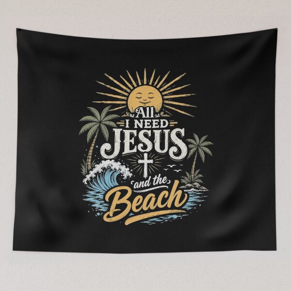 Item preview, All I Need Jesus and The Beach Funny Christian designed and sold by OlakunleOloroz.