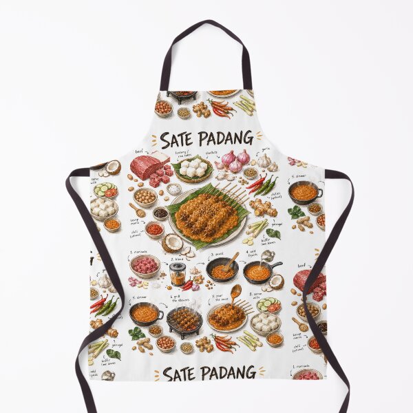 Item preview, Sate Padang v2 Recipe Shirt – Hand-Drawn Italian Pasta Cooking Diagram Tee, Minimalist Food Illustration designed and sold by fishnsteve.