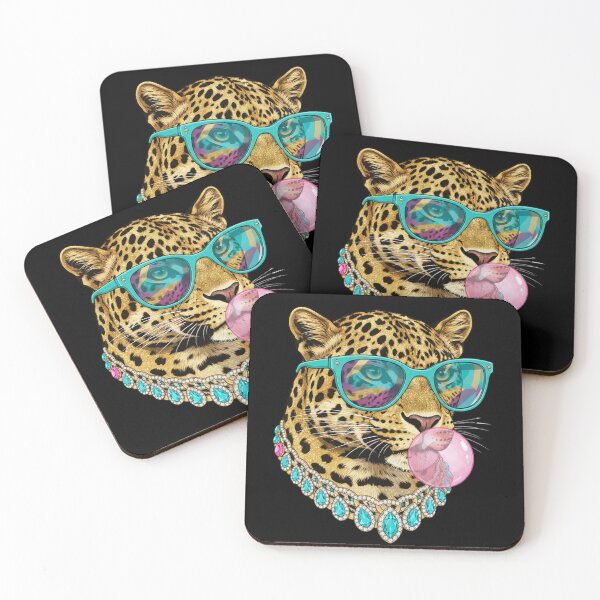Item preview, Cute Leopard Bubblegum Wearing Sunglasses Wildlife Animal designed and sold by CF_VintageDesign.