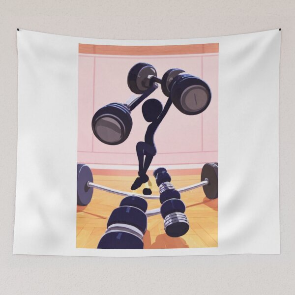 Item preview, Illustration - Absurd and Dynamic Style, Surreal Weightlifting Scene designed and sold by Reverso-Design.