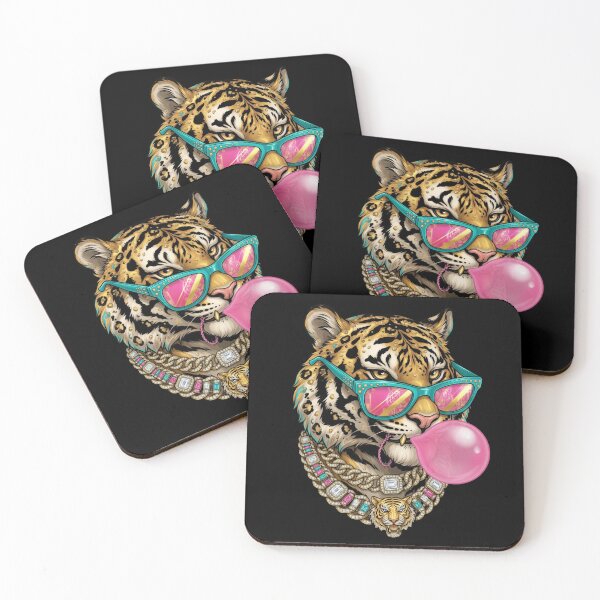 Item preview, Cute Tiger Bubblegum Wearing Sunglasses Wildlife Animal designed and sold by CF_VintageDesign.