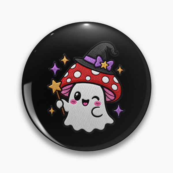 Item preview, Cute Witch Ghost Kawaii Embroidery Patch Design Mushroom Boo designed and sold by ColorSplash123.