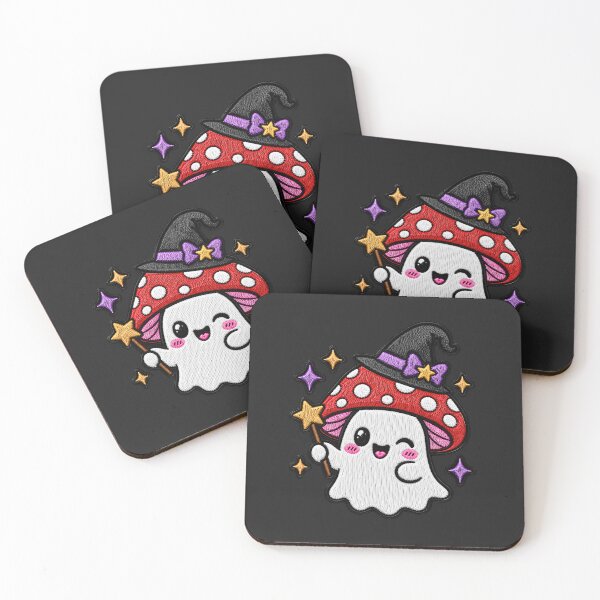 Item preview, Cute Witch Ghost Kawaii Embroidery Patch Design Mushroom Boo designed and sold by ColorSplash123.