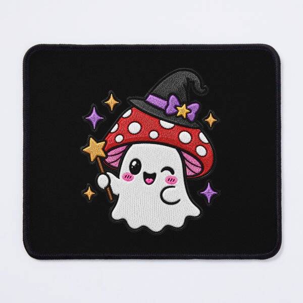 Item preview, Cute Witch Ghost Kawaii Embroidery Patch Design Mushroom Boo designed and sold by ColorSplash123.