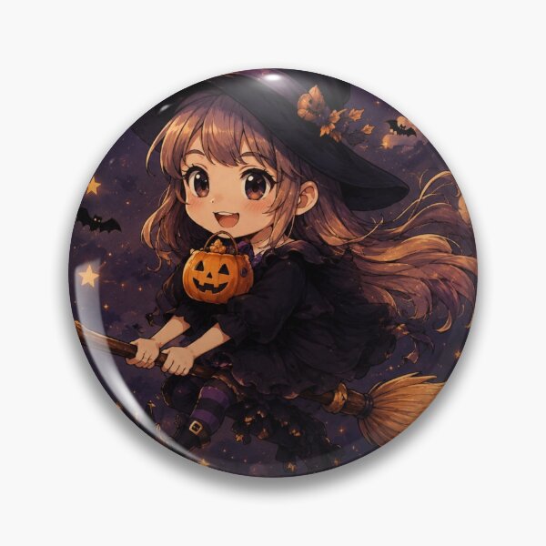 Item preview, Cute Halloween Witch Girl Flying on a Broom Under Moonlight designed and sold by Soluna Studio.