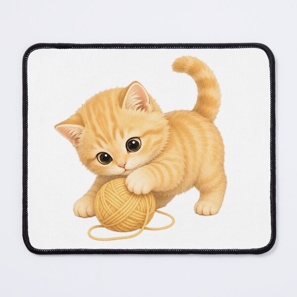 Item preview, Playful Ginger Kitten With Yarn designed and sold by apex.vibe.