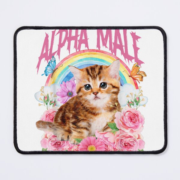 Item preview, Alpha Male Funny Cat Kitten Rainbow Floral T-Shirt designed and sold by FEeRoo.