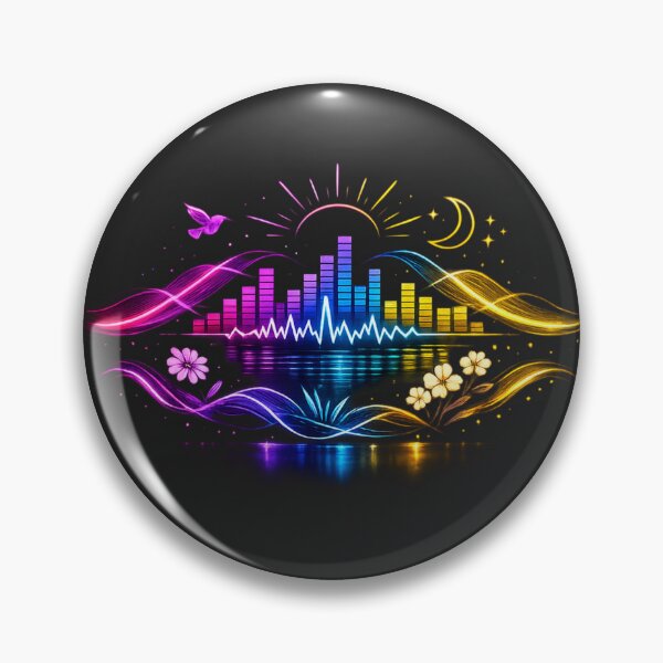 Item preview, Neon Music Equalizer Art – Aesthetic Soundwave Sun & Moon Design designed and sold by EdgeSphere.