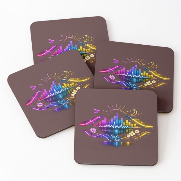 Item preview, Neon Music Equalizer Art – Aesthetic Soundwave Sun & Moon Design designed and sold by EdgeSphere.