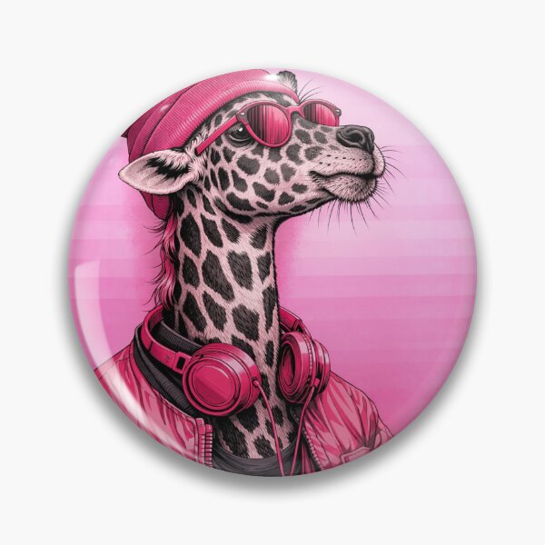 Item preview, Stylish Giraffe with Pink Jacket and Headphones designed and sold by behappyandrelax.