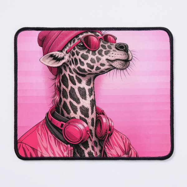 Item preview, Stylish Giraffe with Pink Jacket and Headphones designed and sold by behappyandrelax.
