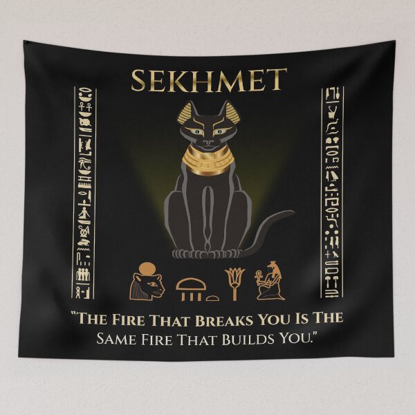 Item preview, Sekhmet · The Fire That Breaks You Is The Same Fire That Builds You · Egyptian Goddess Art designed and sold by PharaohDArt.