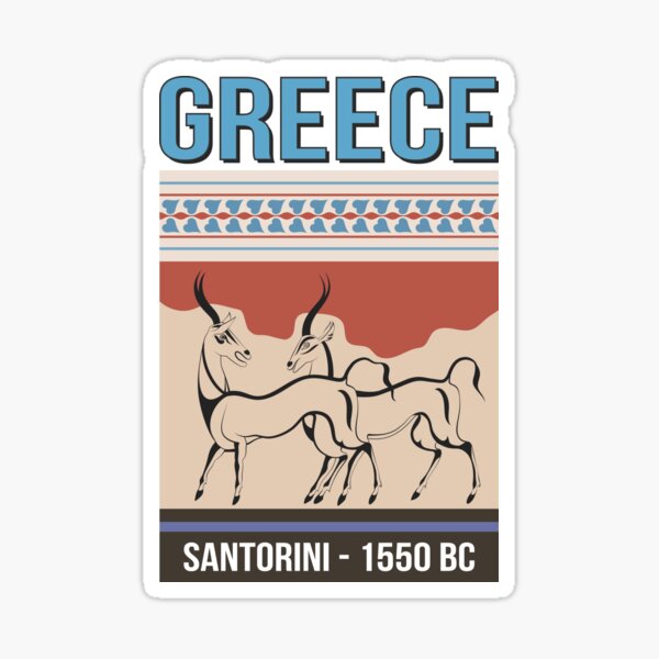 Item preview, Fresco antelopes in Santorini Island - Greece designed and sold by portokalis.