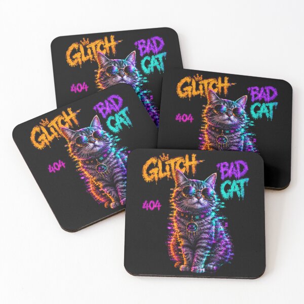 Item preview, Glitch Bad Cat – Urban Neon Rebel designed and sold by Neon Riot Studio.