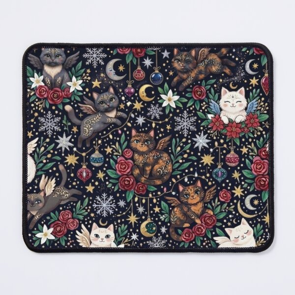 Item preview, Magical Celestial Cats and Flowers Pattern designed and sold by Iampoji.