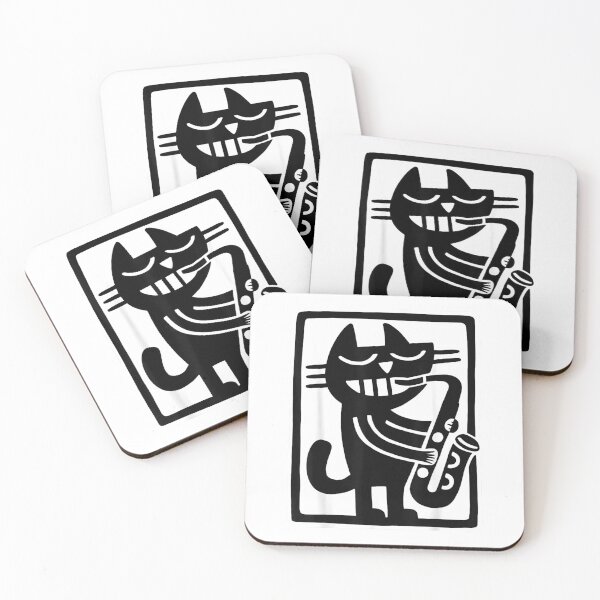 Item preview, Black Cat Playing Saxophone Jazz Music Retro Art T-Shirt designed and sold by KTY-NUSS.