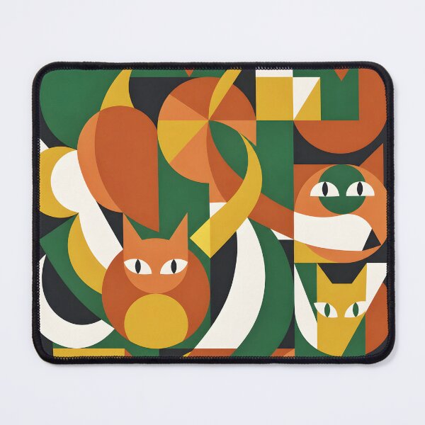 Item preview, Abstract Geometric Cat Art Print | Mid Century Concrete Feline Poster | Avant Garde Charcoal and Terracotta Animal Canvas designed and sold by SergioMiklos.